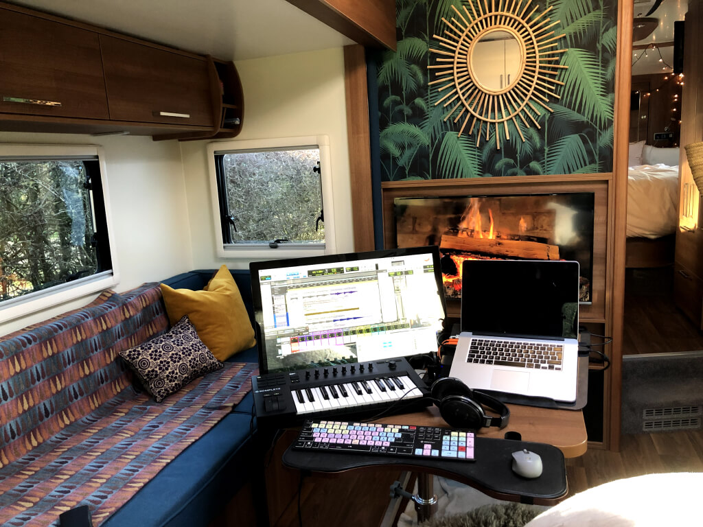 Photo of my fifth wheel recording studio